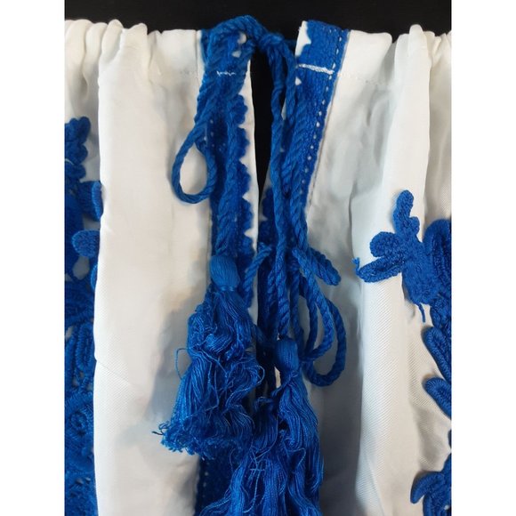 2/$35-Line & Dot Embroidery Off Shoulder Pheasant Boho Blouse Women's Size M - Picture 10 of 13